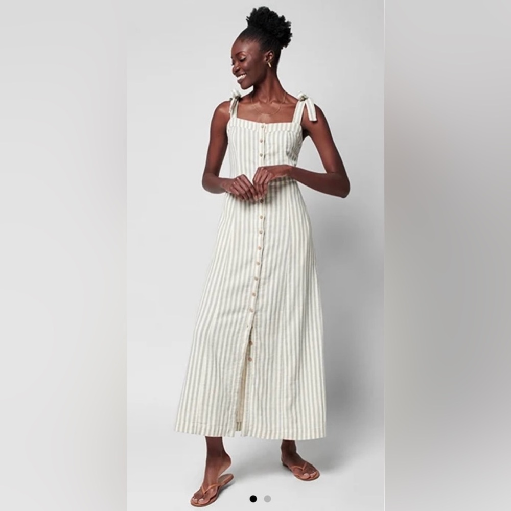 Faherty organic cotton striped tie shoulder dress